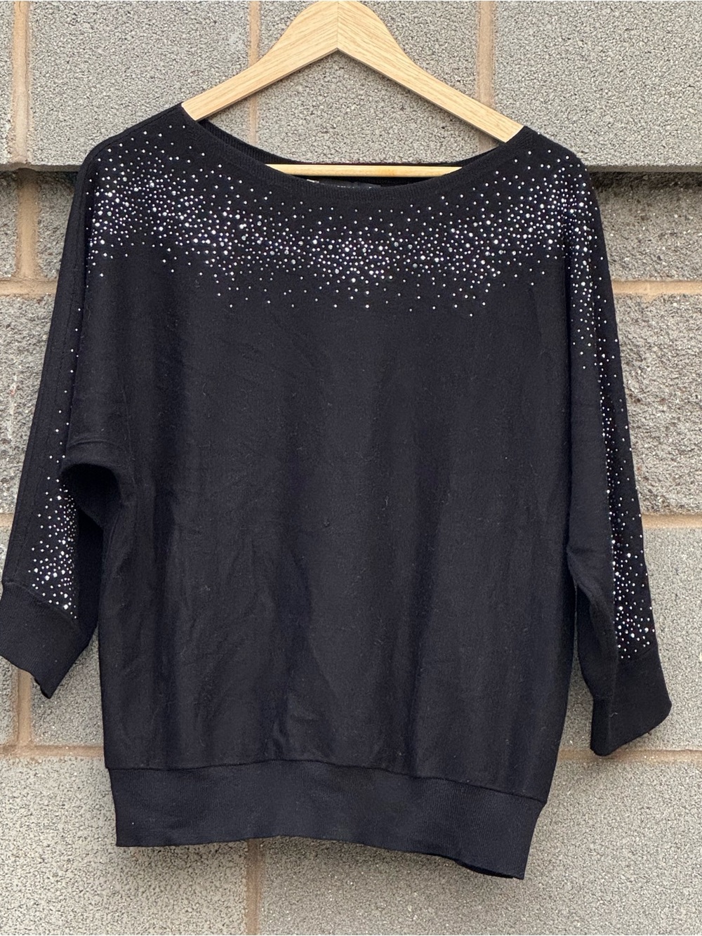 Women’s New York & Company Black Rhinestone Studded Sweater XL
